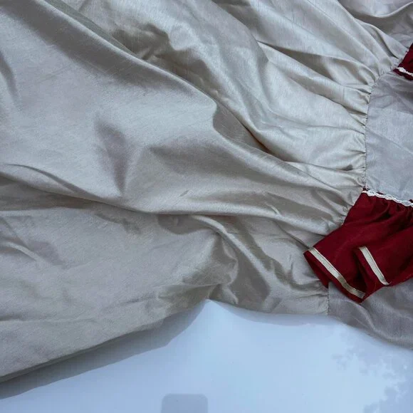 Vtg 70s Handmade Prairie Dress Ruffle Puff Sleeve Cottagecore Maxi Floral Size L - Picture 7 of 8